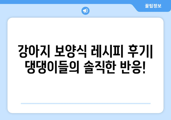 강아지 보양식 레시피와 후기 공유