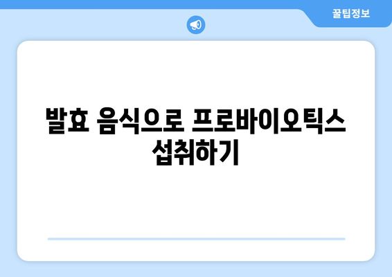 프로바이오틱스 효능을 극대화하는 레시피