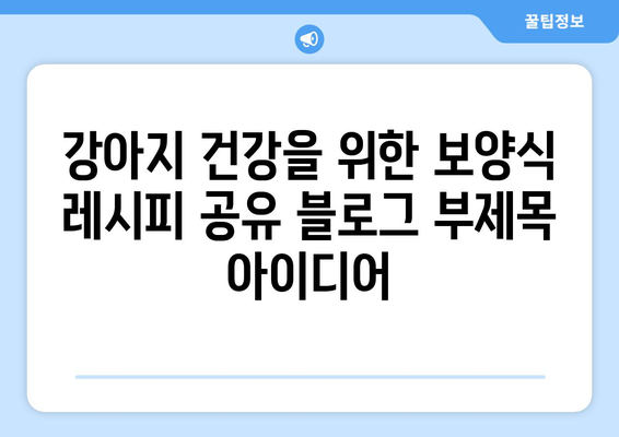 강아지 건강을 위한 보양식 레시피 공유