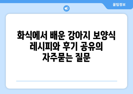 화식에서 배운 강아지 보양식 레시피와 후기 공유